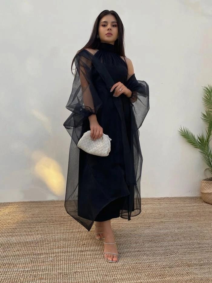Wedding dress with abaya "black" - 4