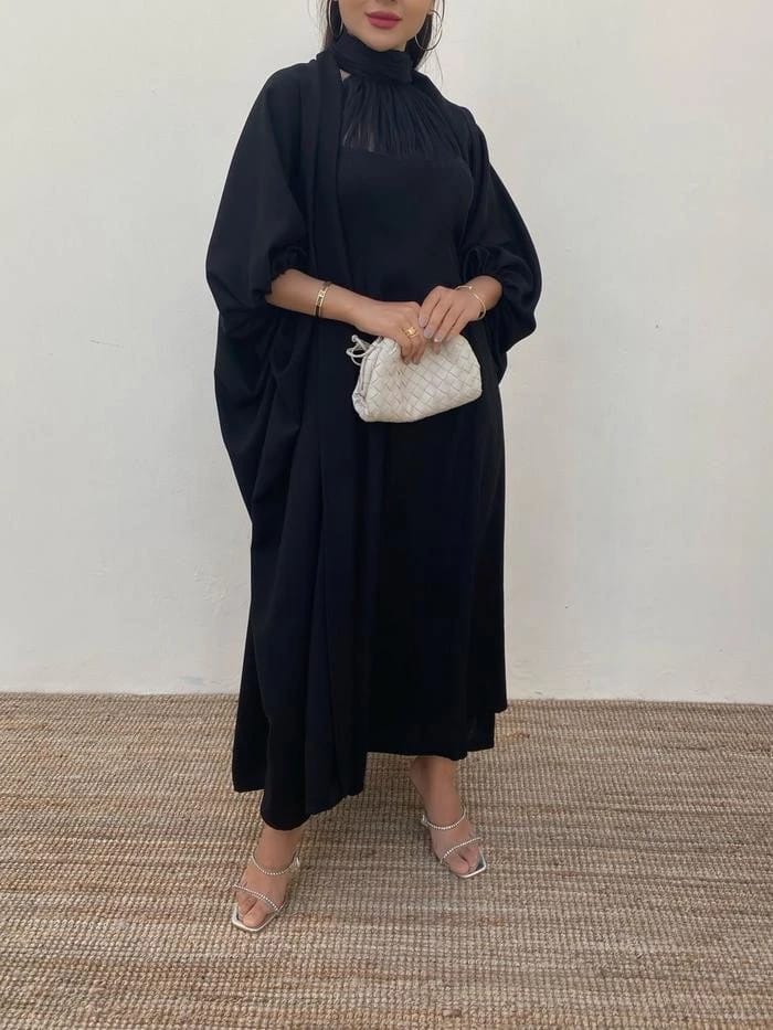Wedding dress with crepe abaya "black" - 1