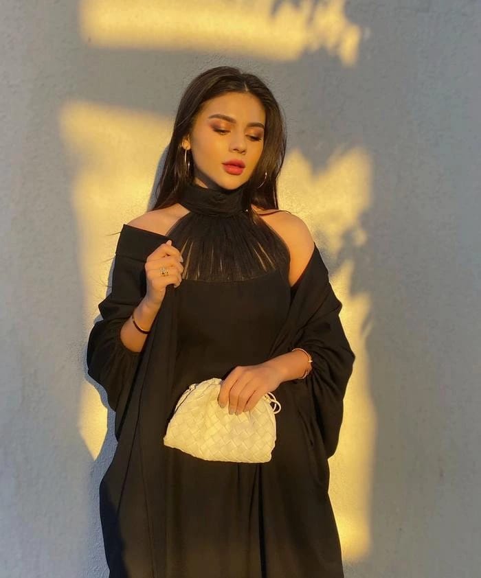 Wedding dress with crepe abaya "black" - 3