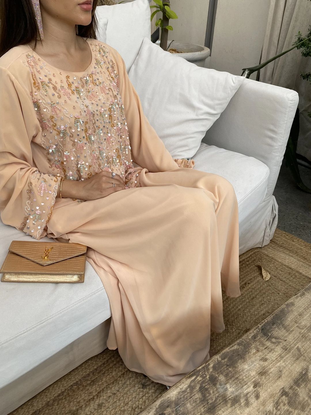 light peach jalabiya - 1