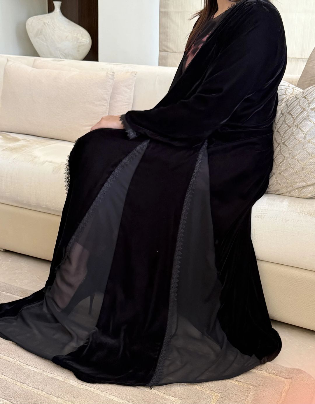 Sheika black velvet abaya - 1