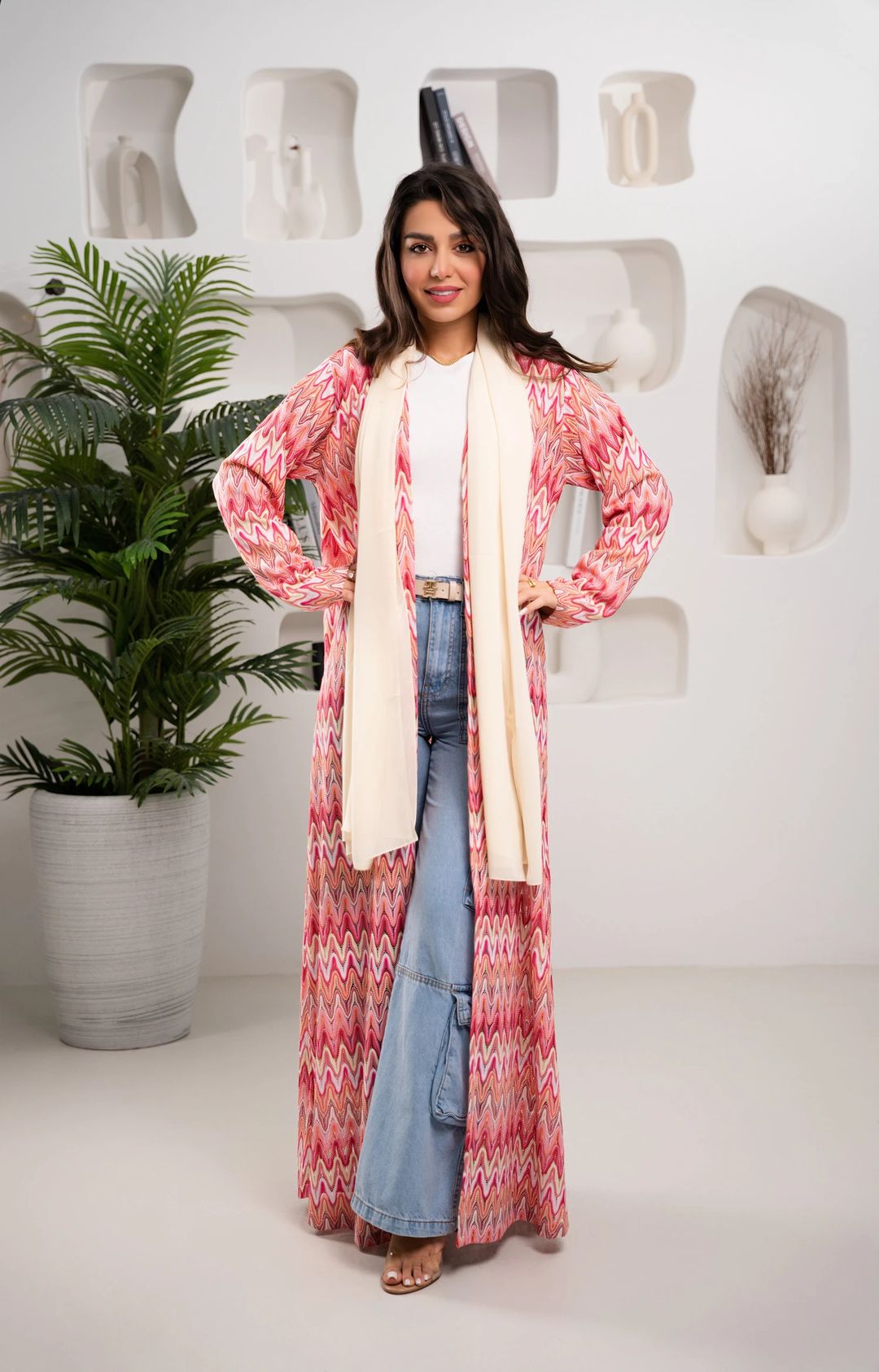 Sunset Chevron abaya - straight style - 1