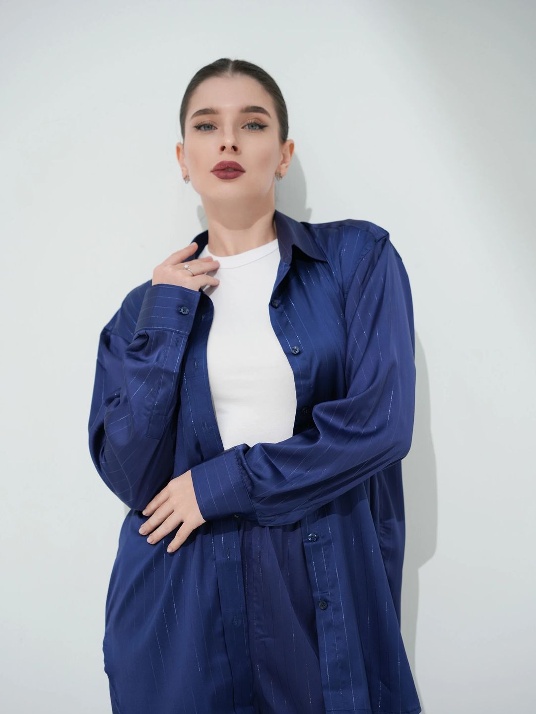 The Navy Satin Co-ord set - 3