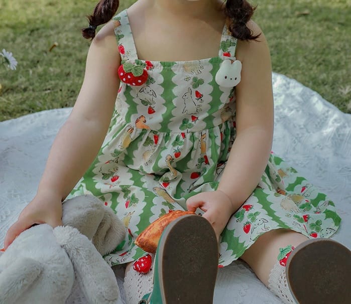 bunny garden dress ( green) - 3