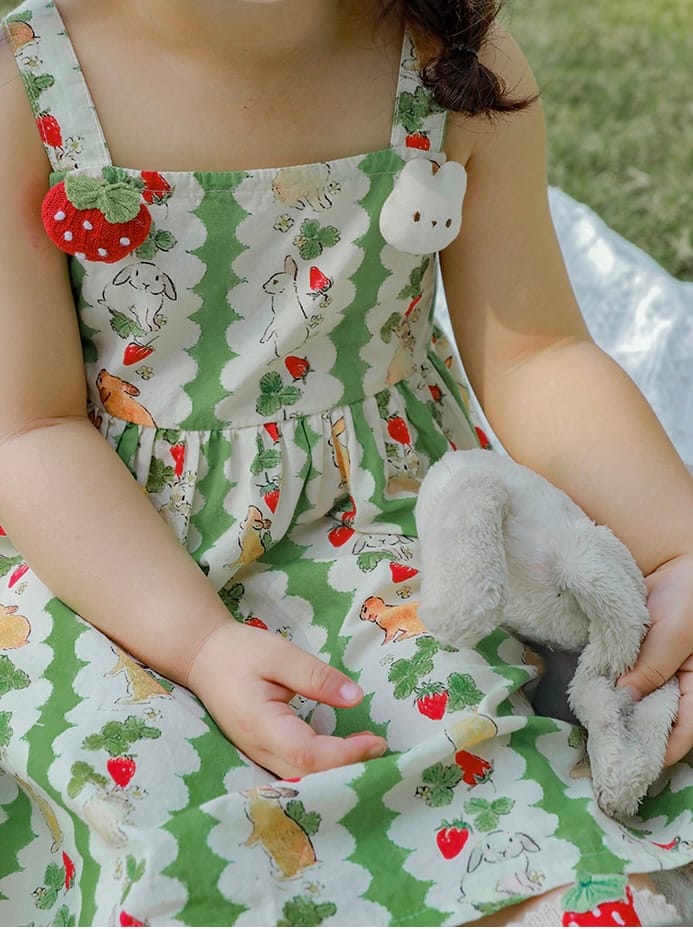 bunny garden dress ( green) - 4