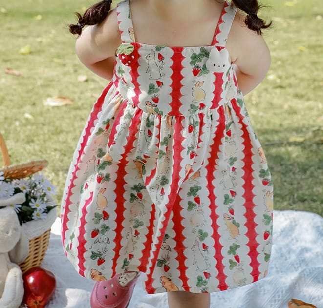 bunny garden dress (red) - 4
