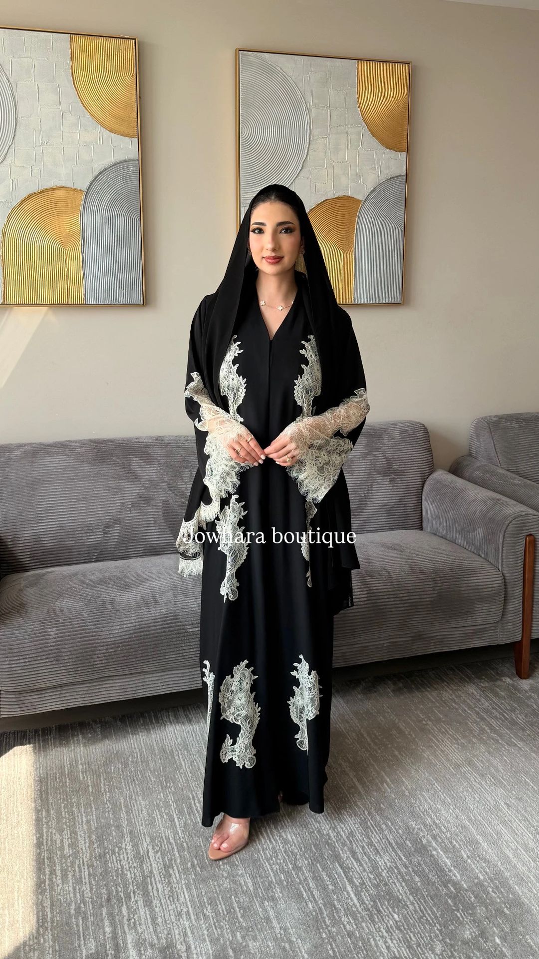 Nadia Abaya Black /beige - 2