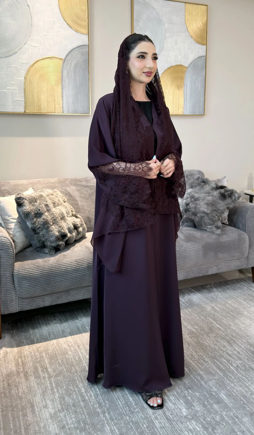 Aziza lace Abaya -Open - 4