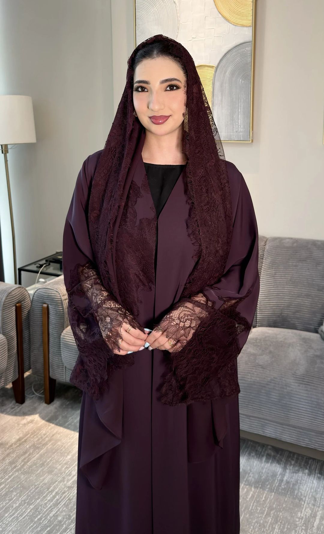 Aziza lace Abaya -Open - 3