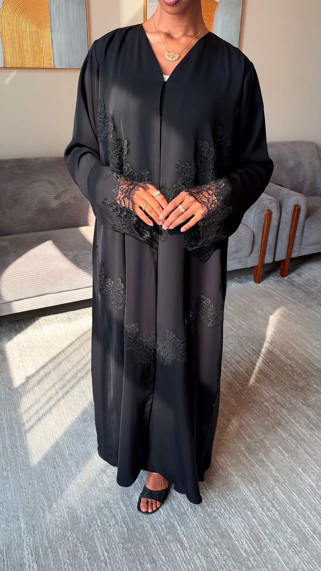 ayah lace abaya black - 3