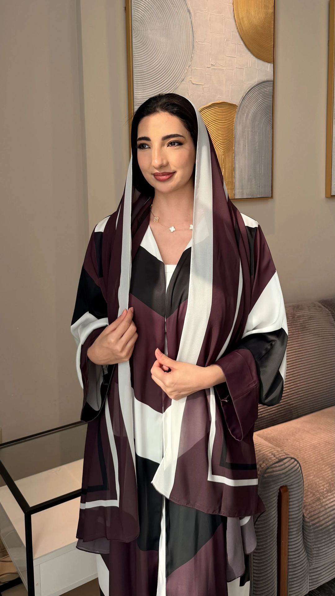 Saba Printed Abaya - 1