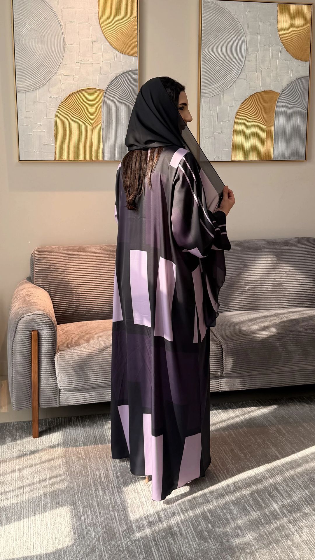 Violet Printed Abaya - 3