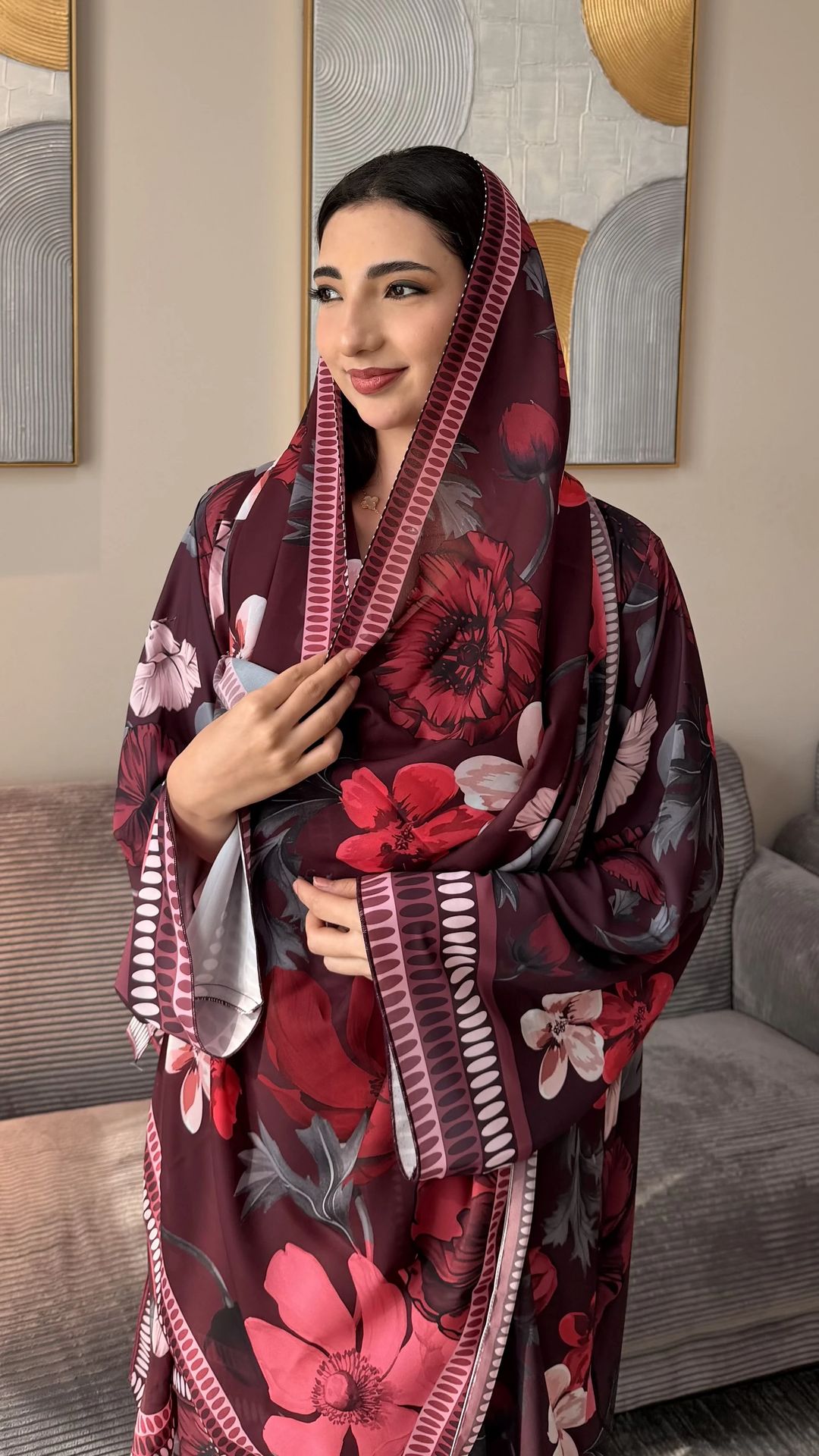 Amora Printed Abaya - 1