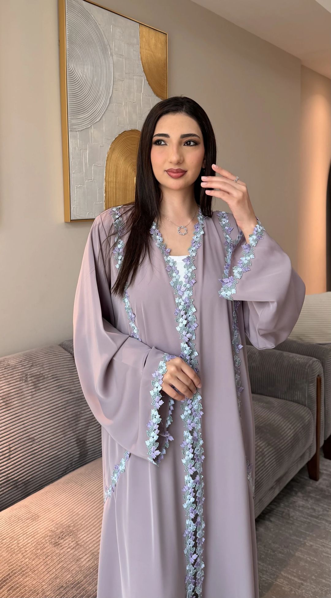Hanadi lilac Abaya - 2