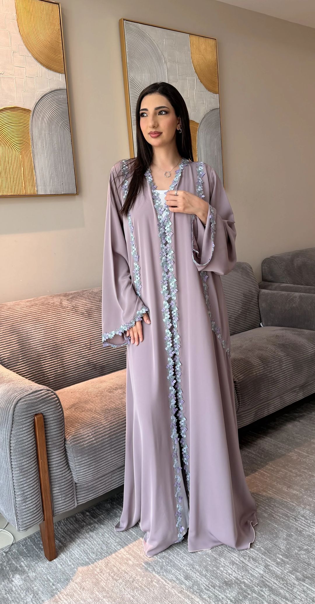 Hanadi lilac Abaya - 3