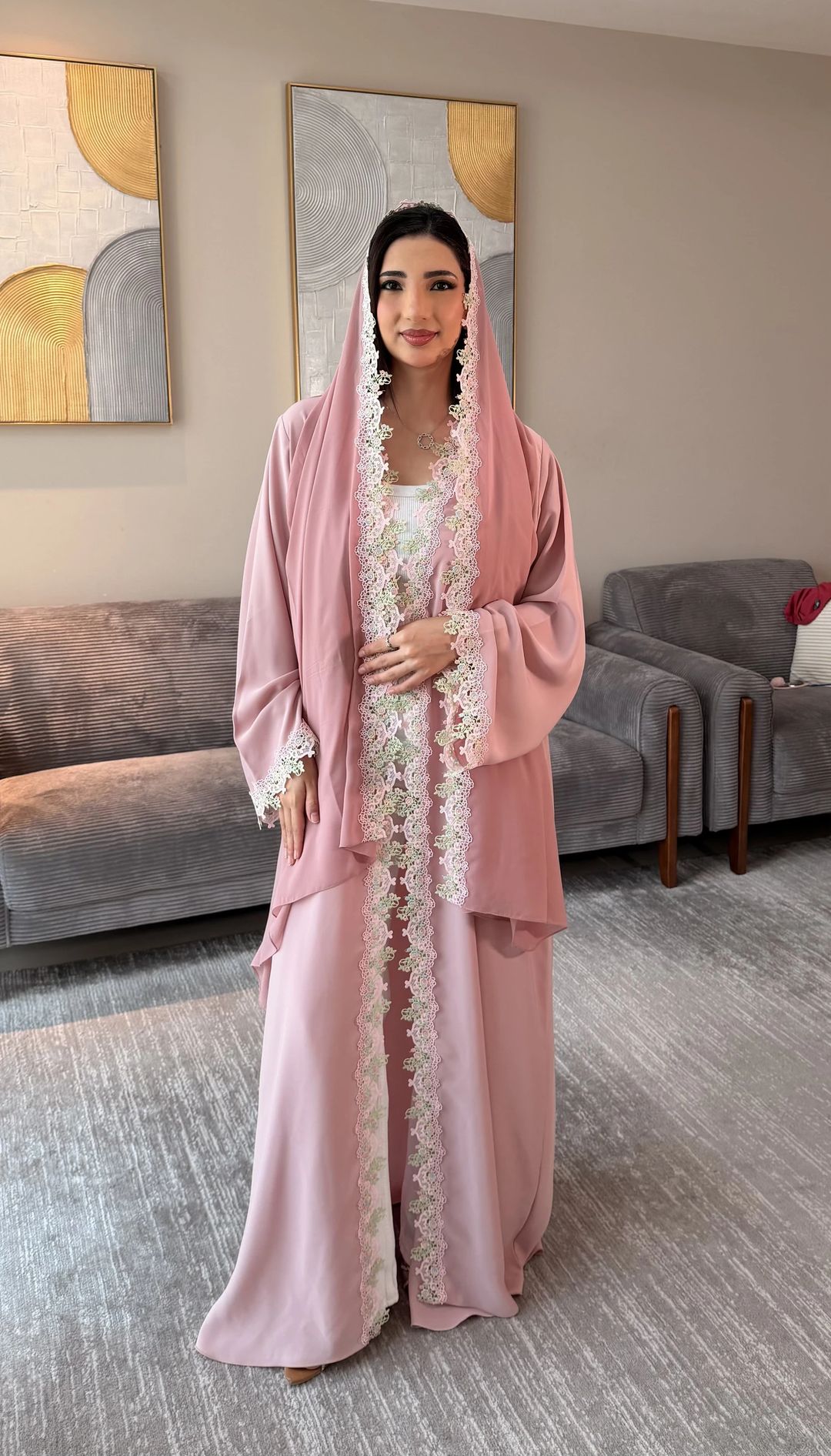 Hanadi Pink Abaya - 2