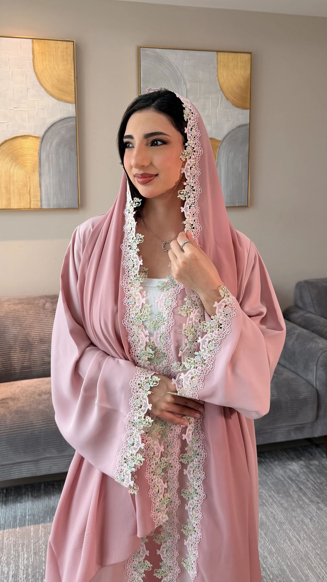 Hanadi Pink Abaya - 3