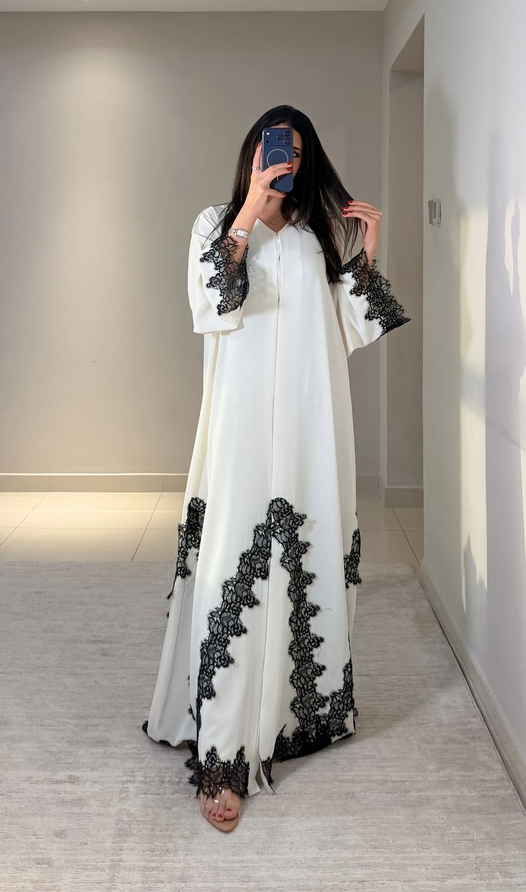 Hamda abaya white / black - 1
