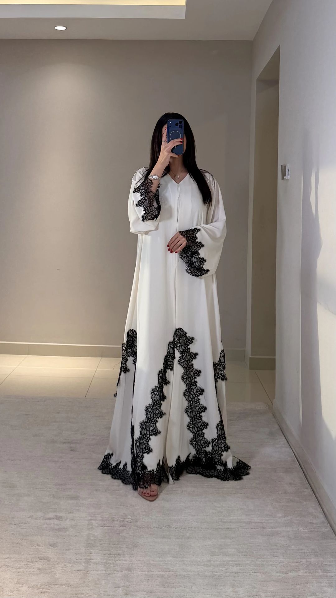 Hamda abaya white / black - 2