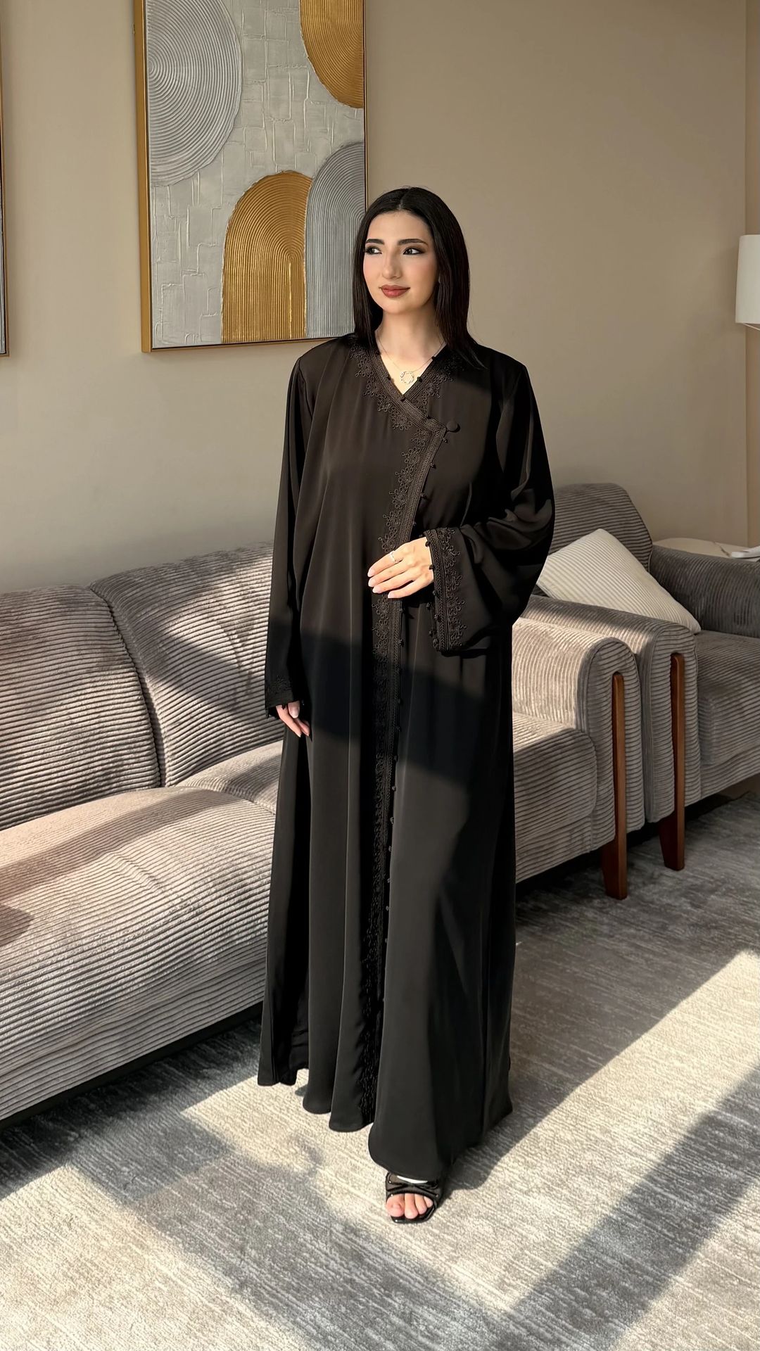 Safa Moroccan style abaya black - 2