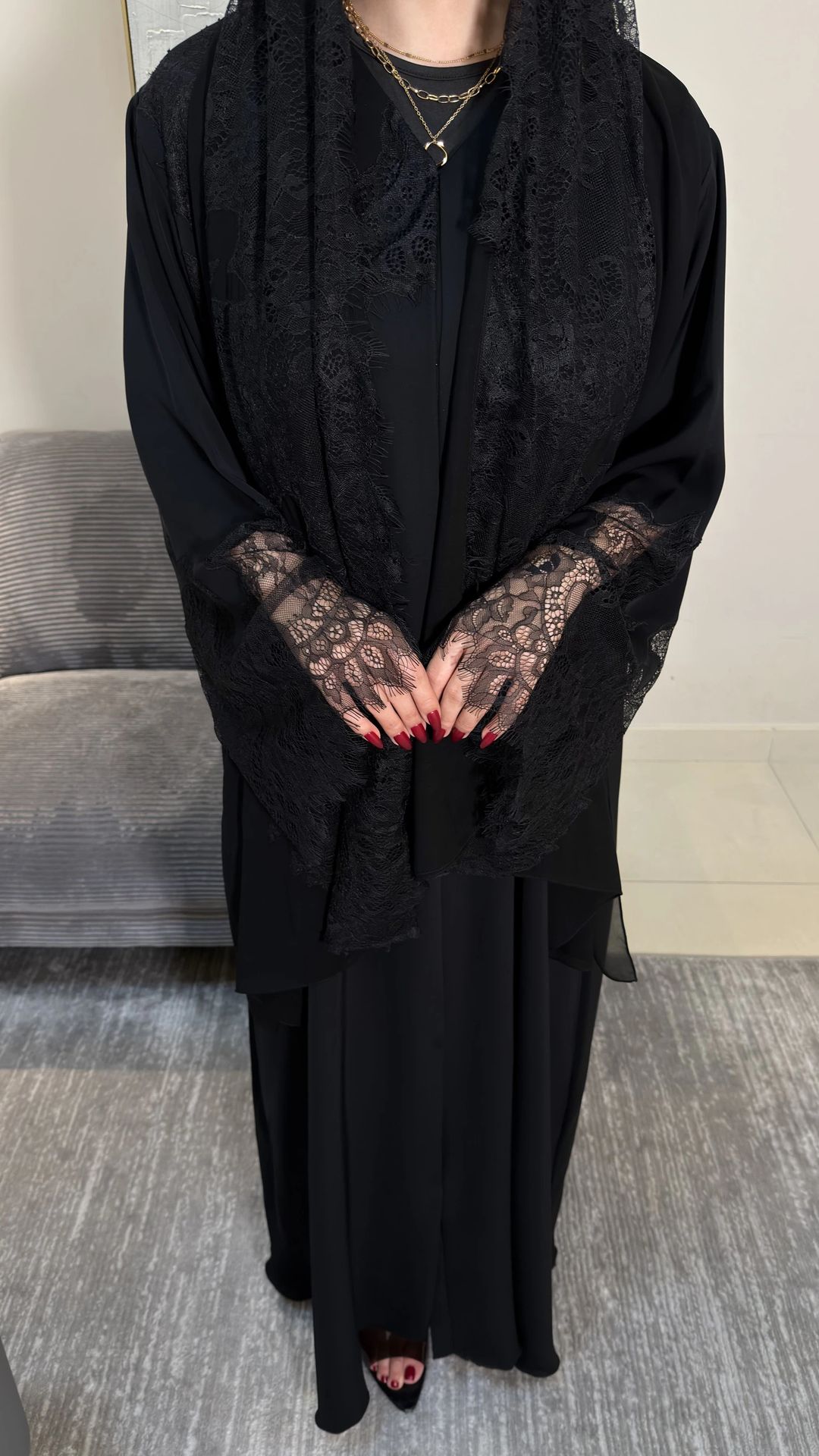 Aziza lace Abaya -Open - 9