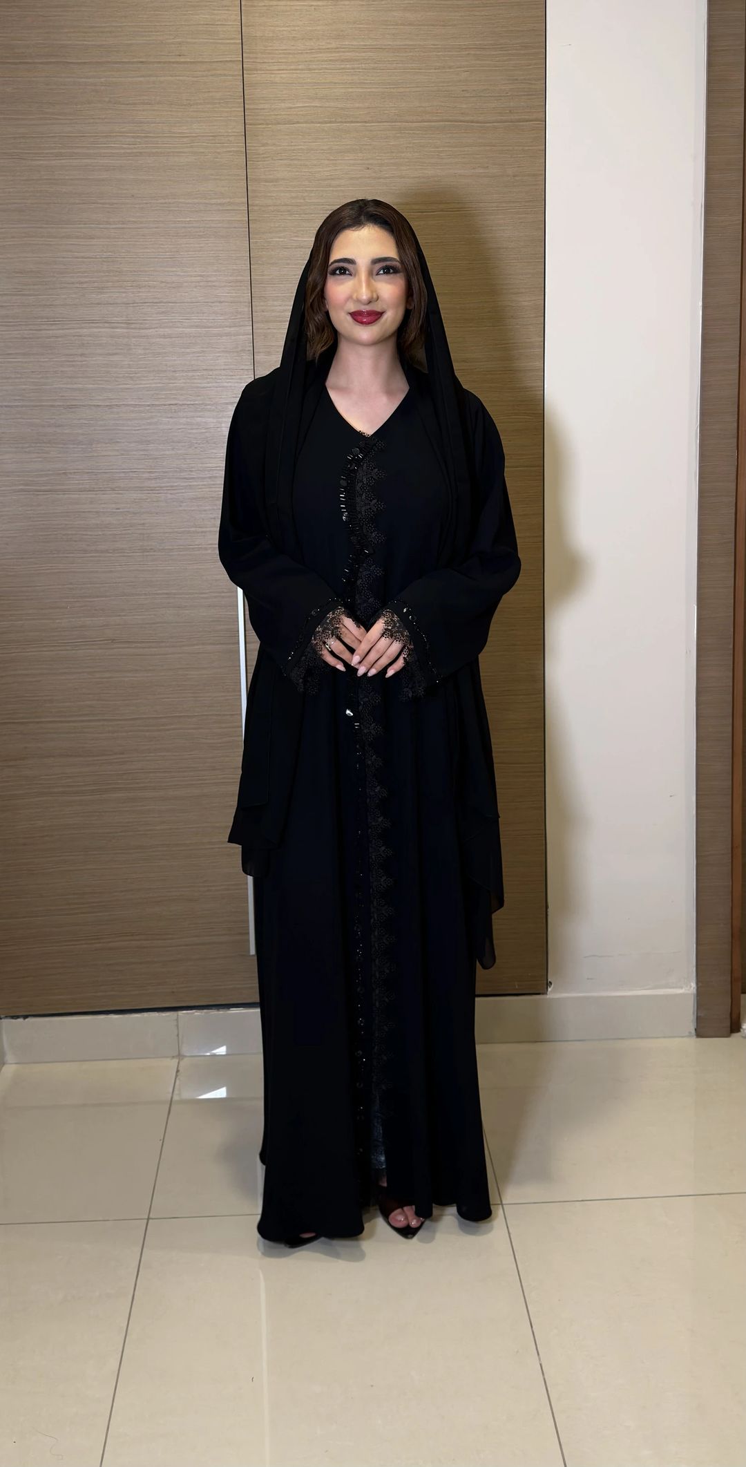 Adna black Abaya lace - 2