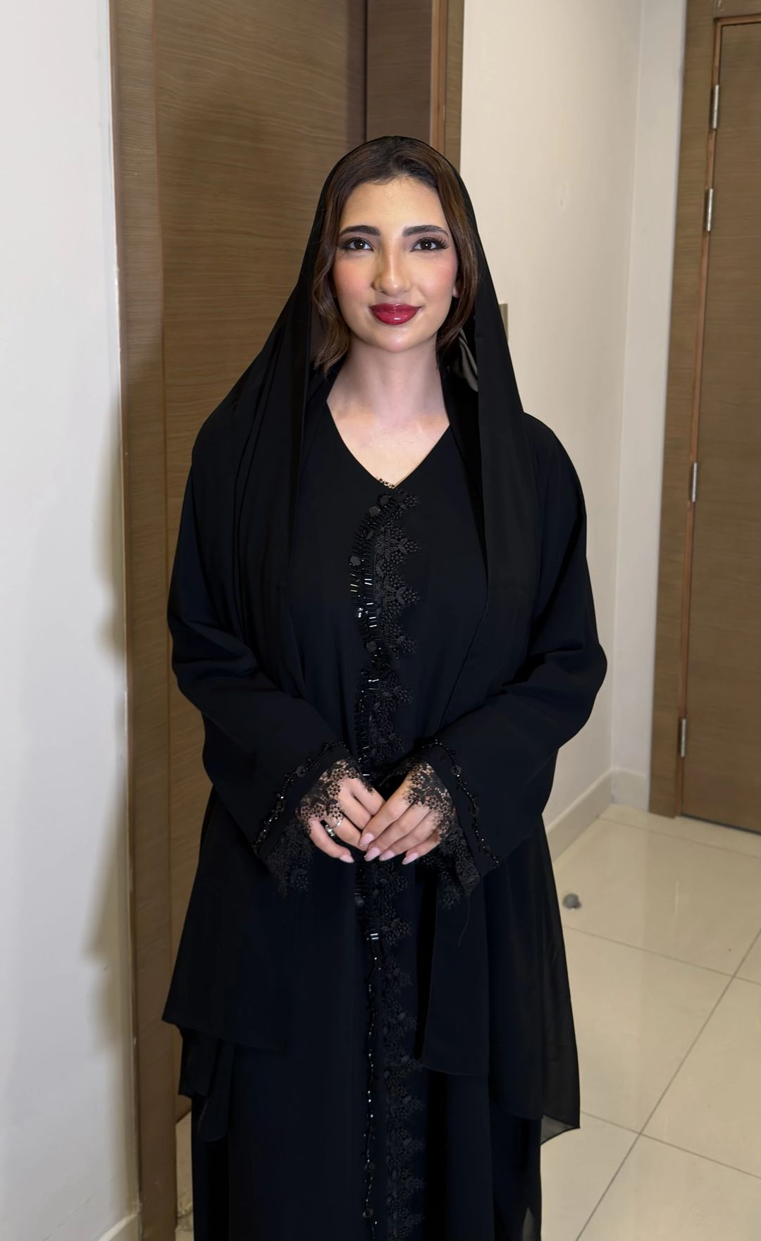 Adna black Abaya lace - 3