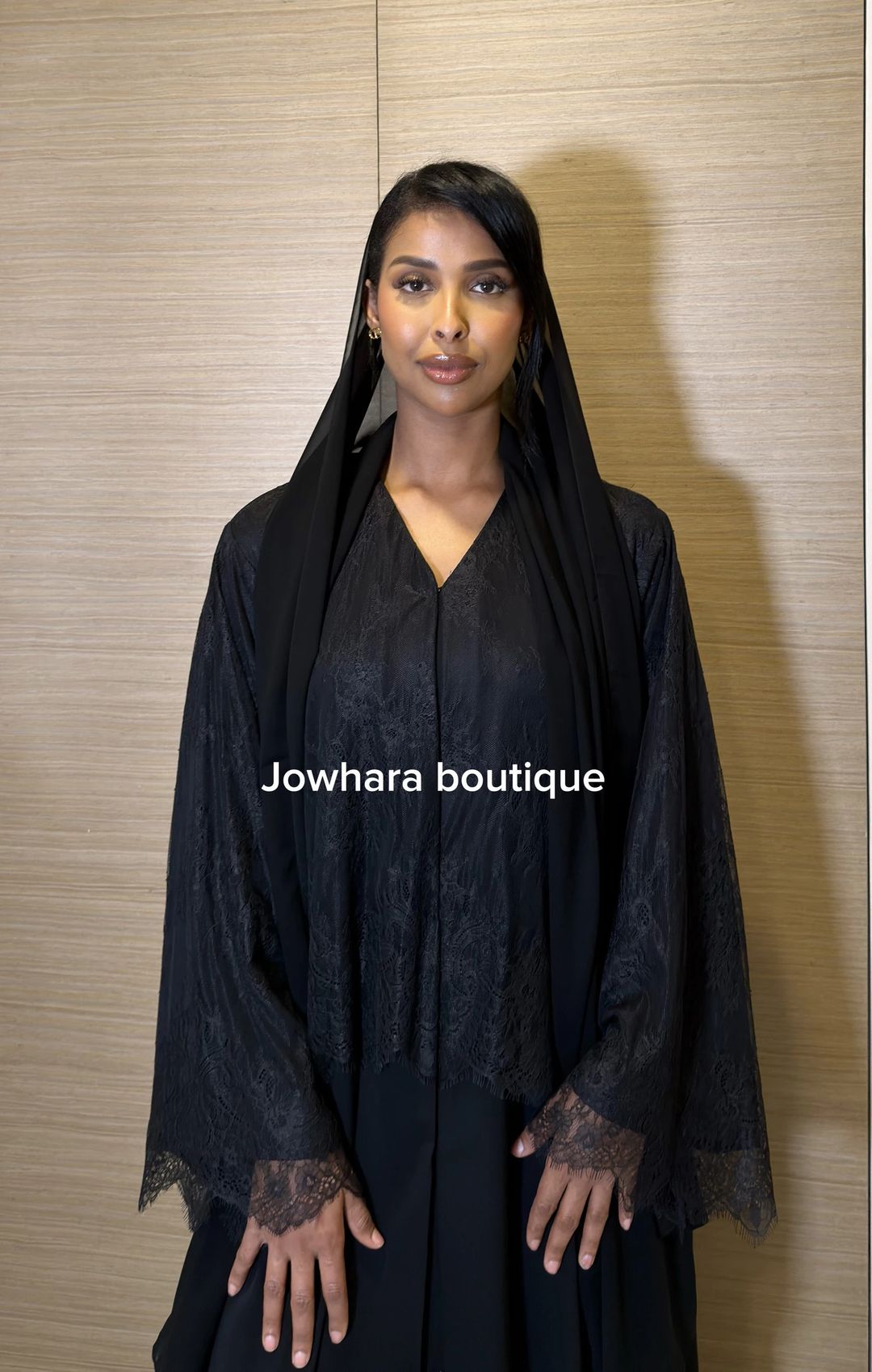 Bassama lace abaya black - 1