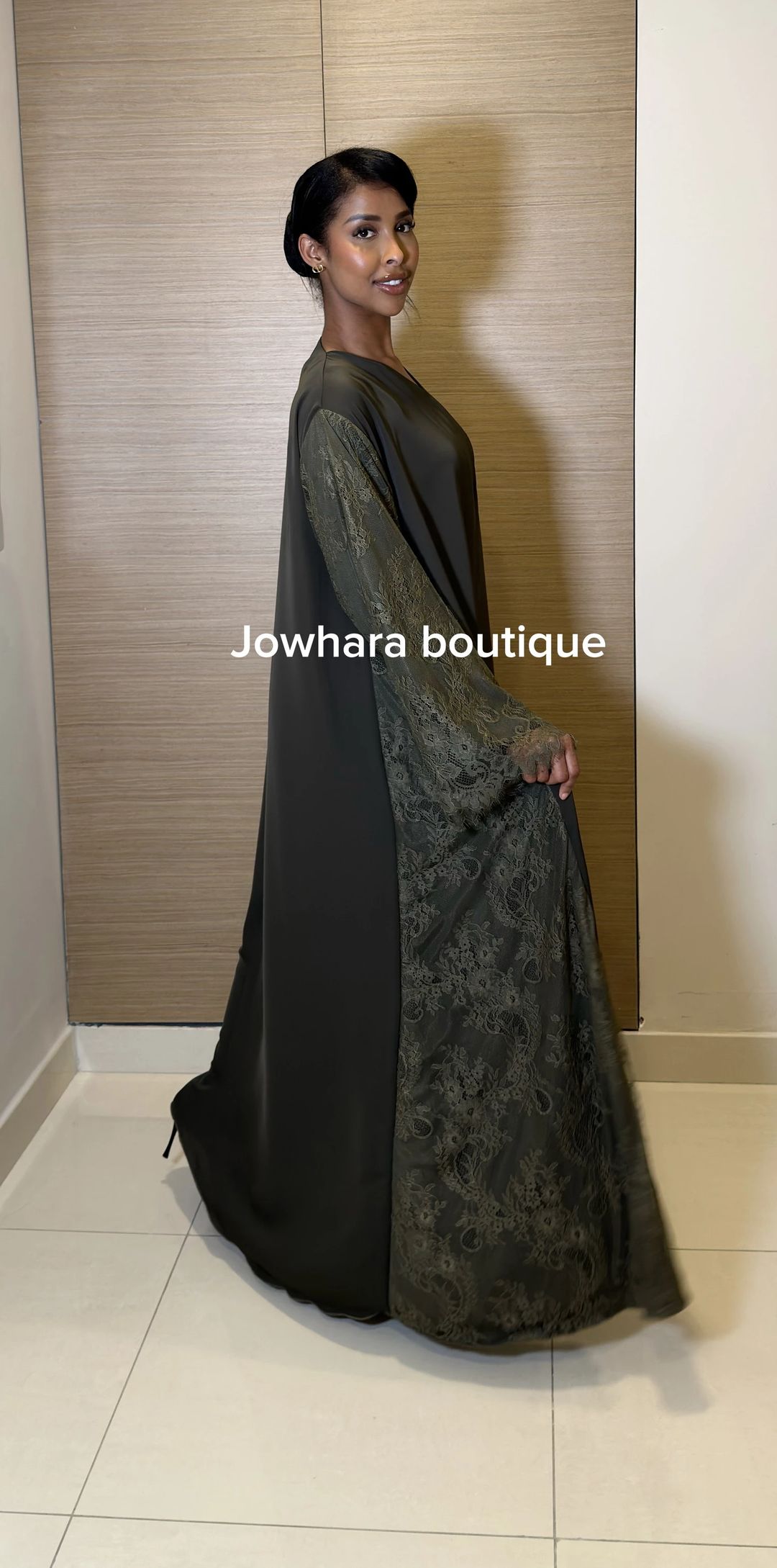 Maysarrah lace abaya olive - 2