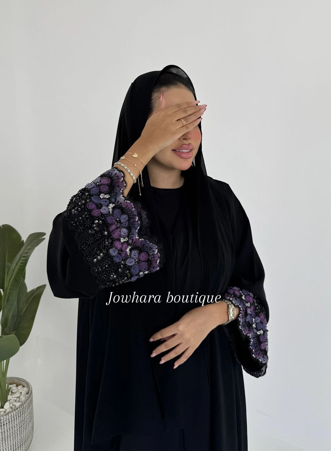 Sama abaya black/purple - 1