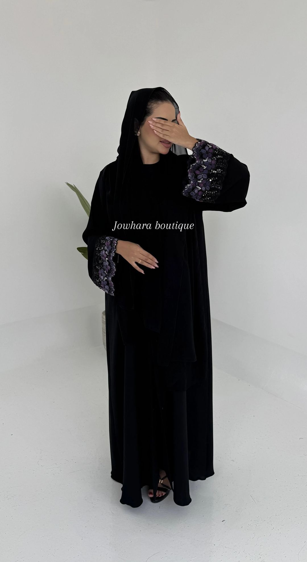 Sama abaya black/purple - 2