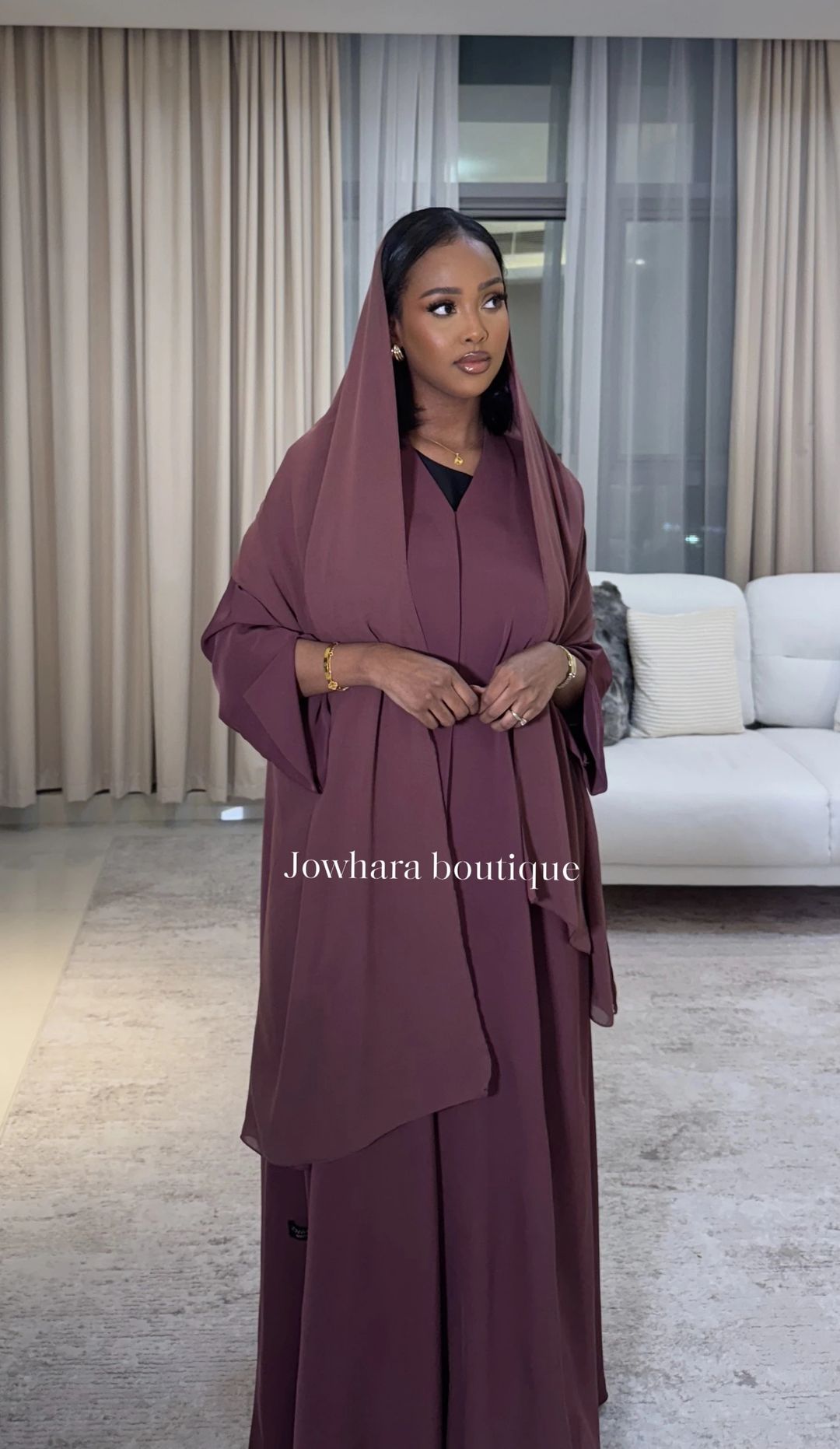Najah Abaya Dark Pink - 1