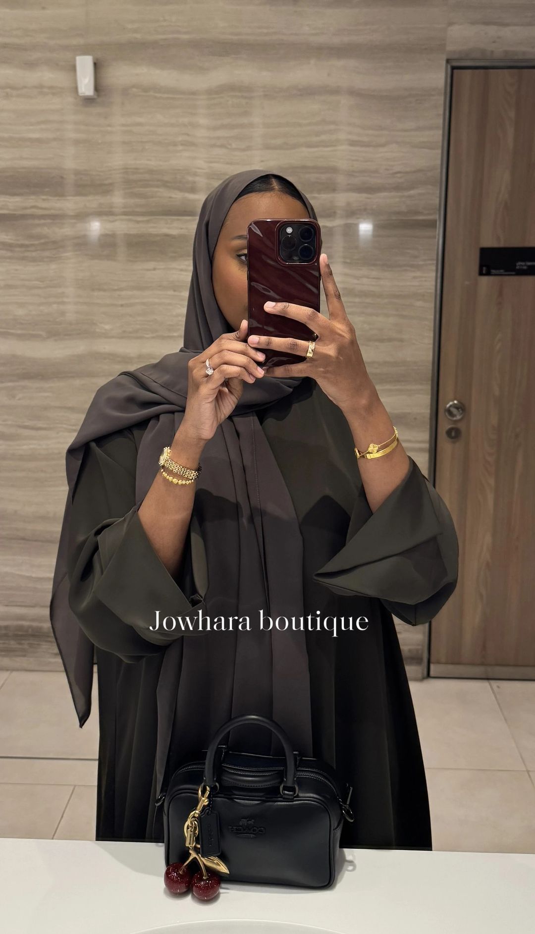 Najah Abaya Deep khaki - 1