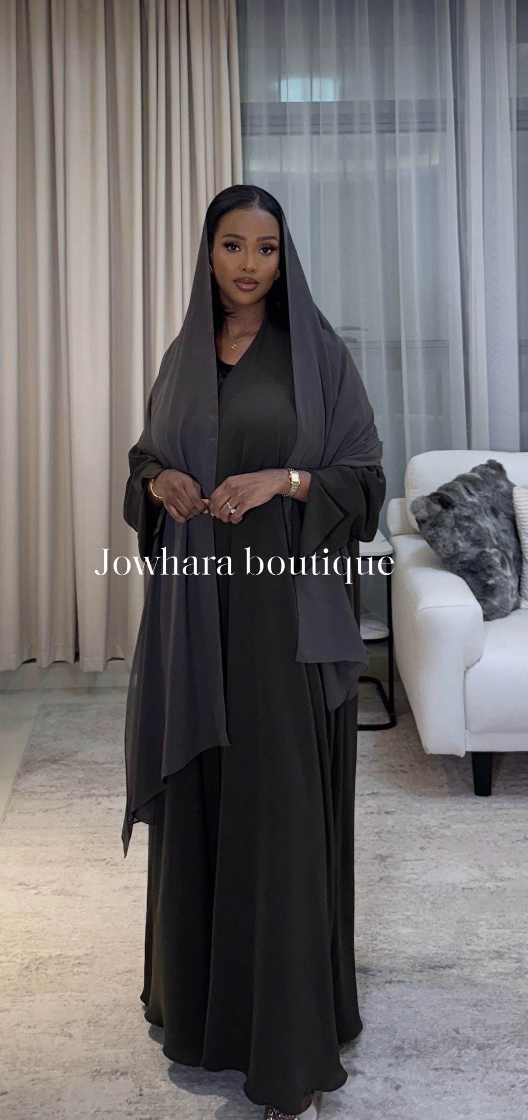 Najah Abaya Deep khaki - 2