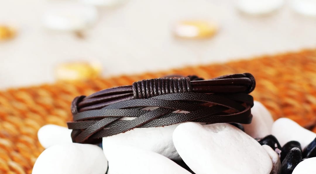 Brown Wrap Bracelet Leather Vintage Hand Crafted - 1