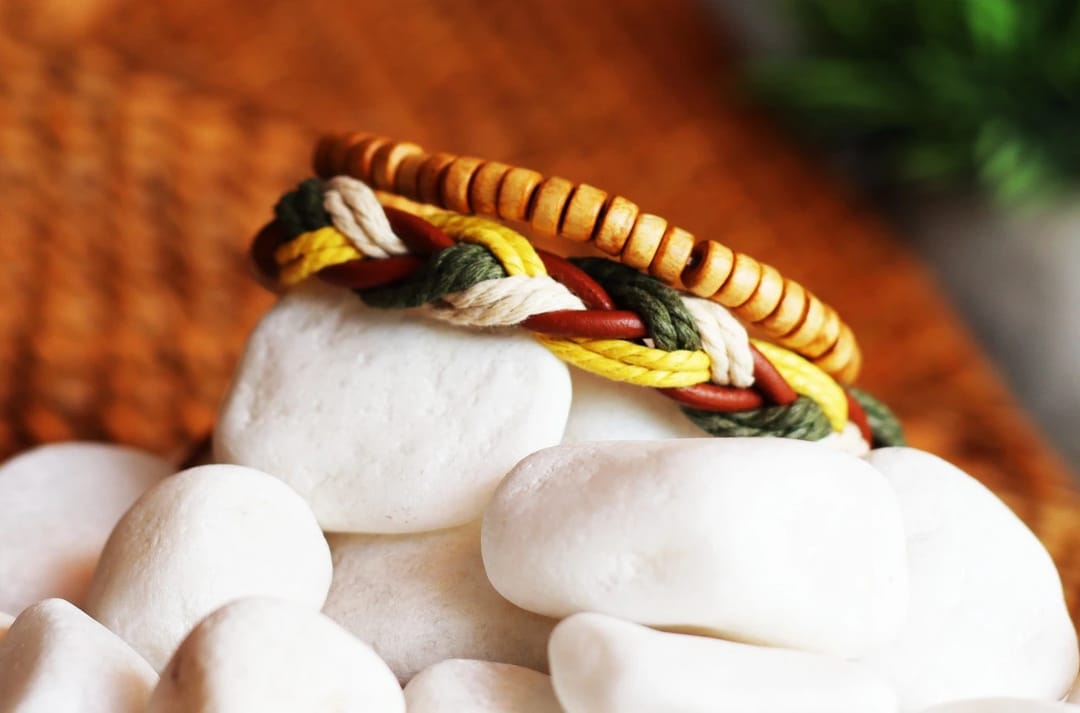 Colourfull Leather Chain Bracelet _ Wooden Hand Crafted Bracelet - 1