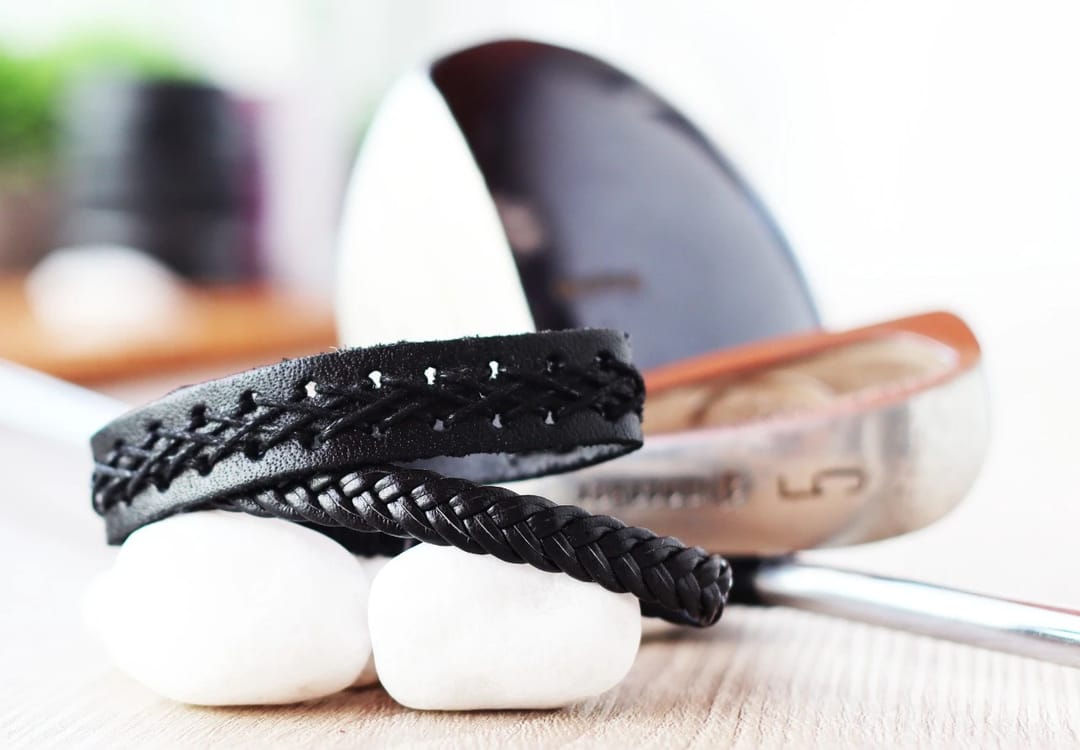 Modern Braided Hand Crafted 2Leather Bracelets , Black - 1