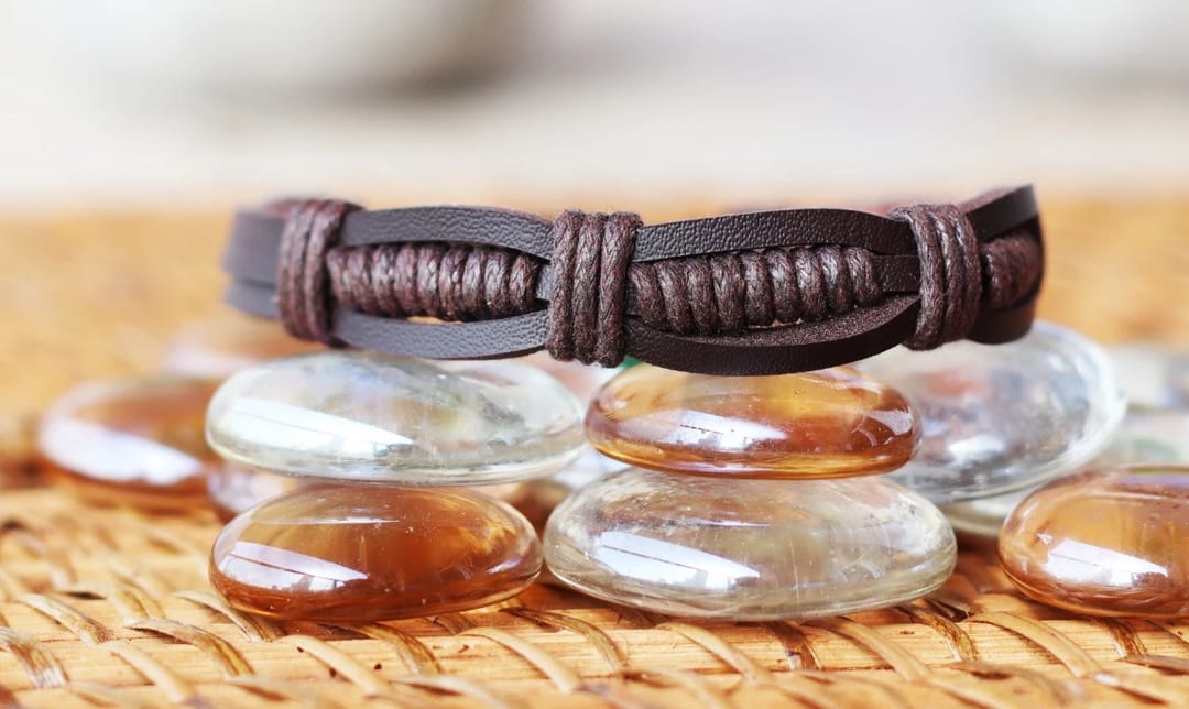 Wrap Bracelet Leather Vintage Hand Crafted  Hazelnut Brown Leather Rope - 1