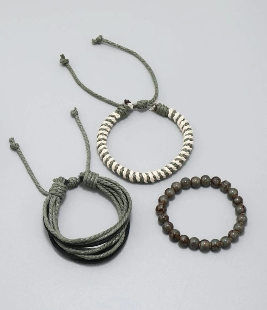 3 Pieces Men Minimalist Beaded Bracelet - 2