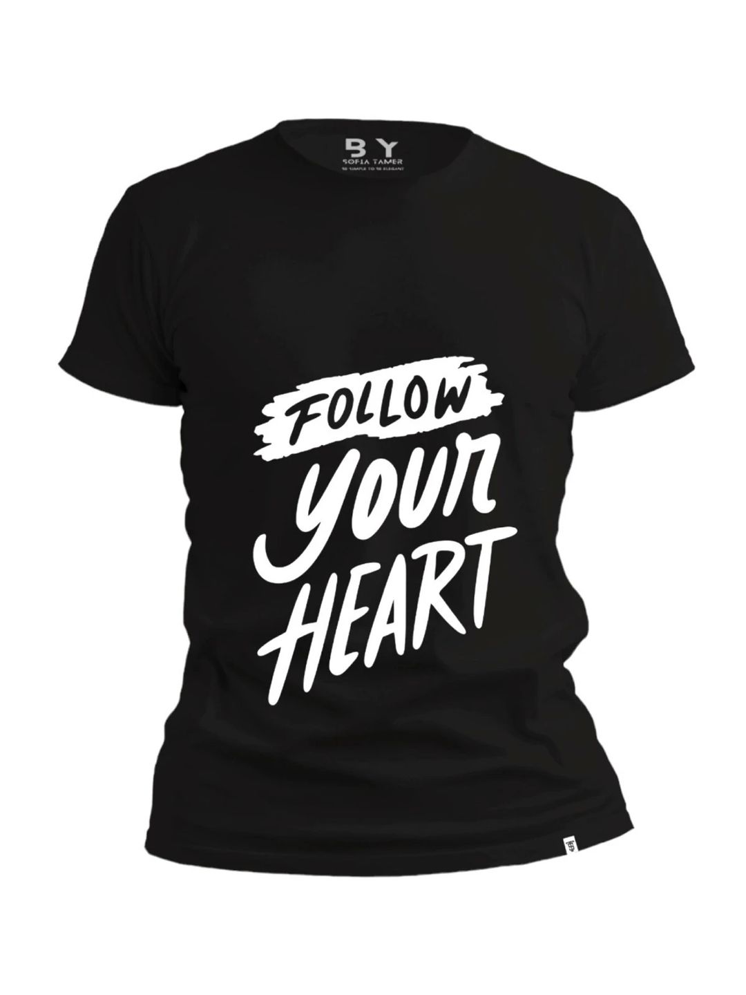 Follow Your Heart Design T Shirt -Black - 1
