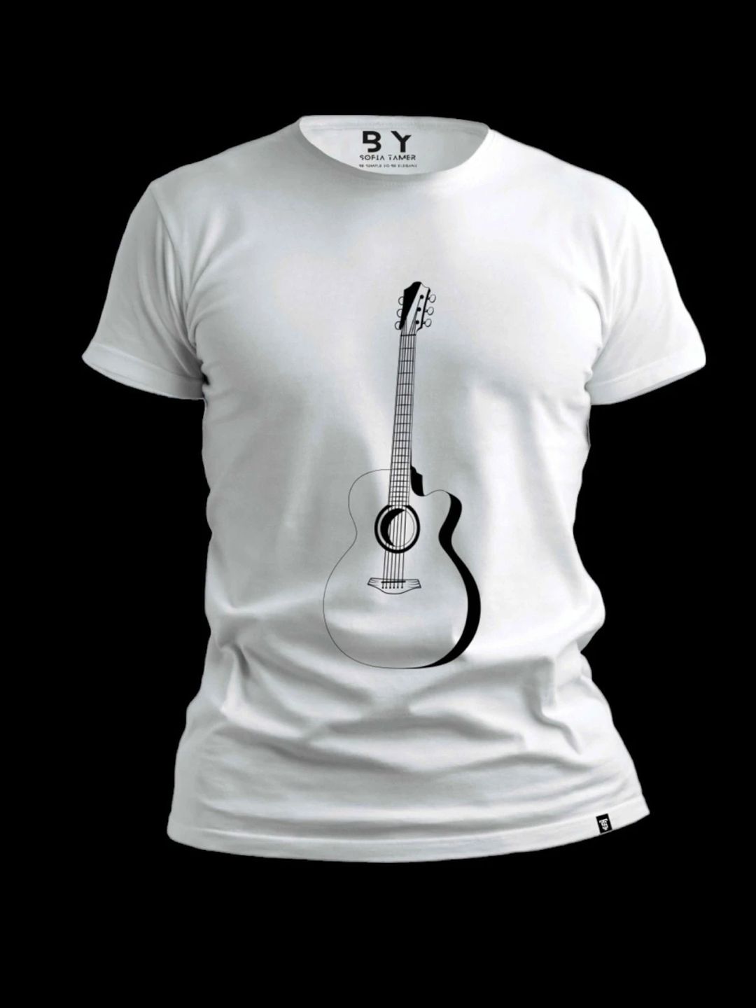 Guitar Design T Shirt- White - 1