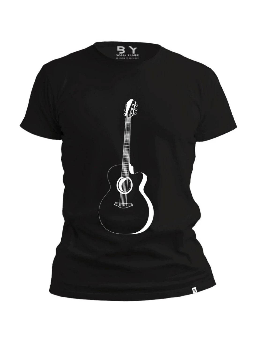 Guitar Design T Shirt- Black - 1