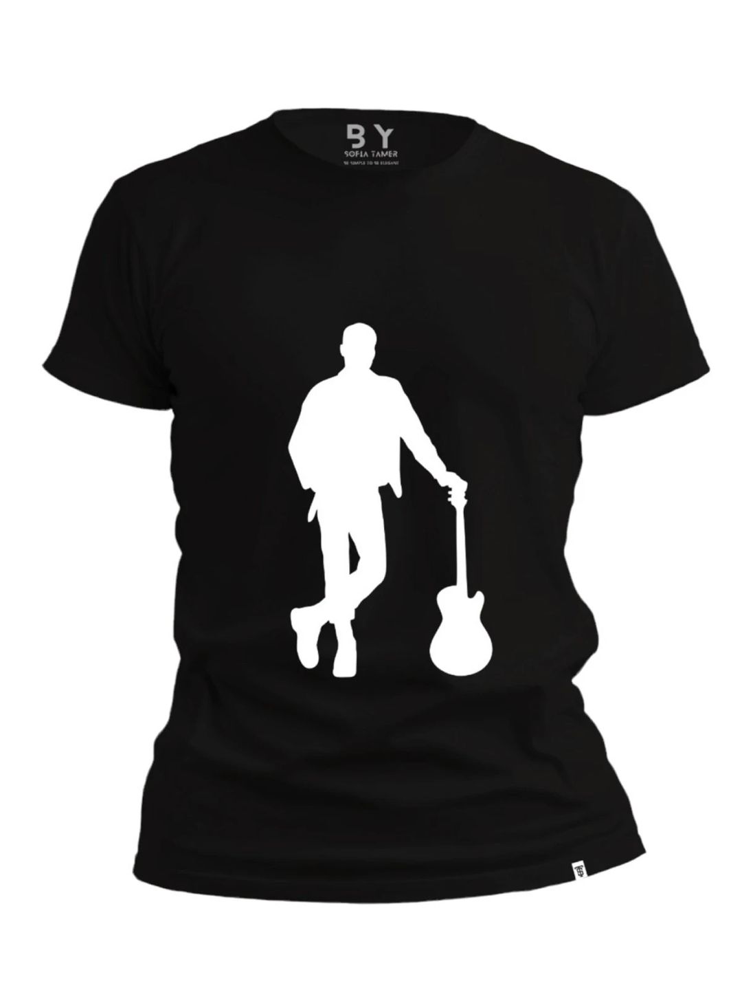 Man with Guitar Design T Shirt- Black - 1