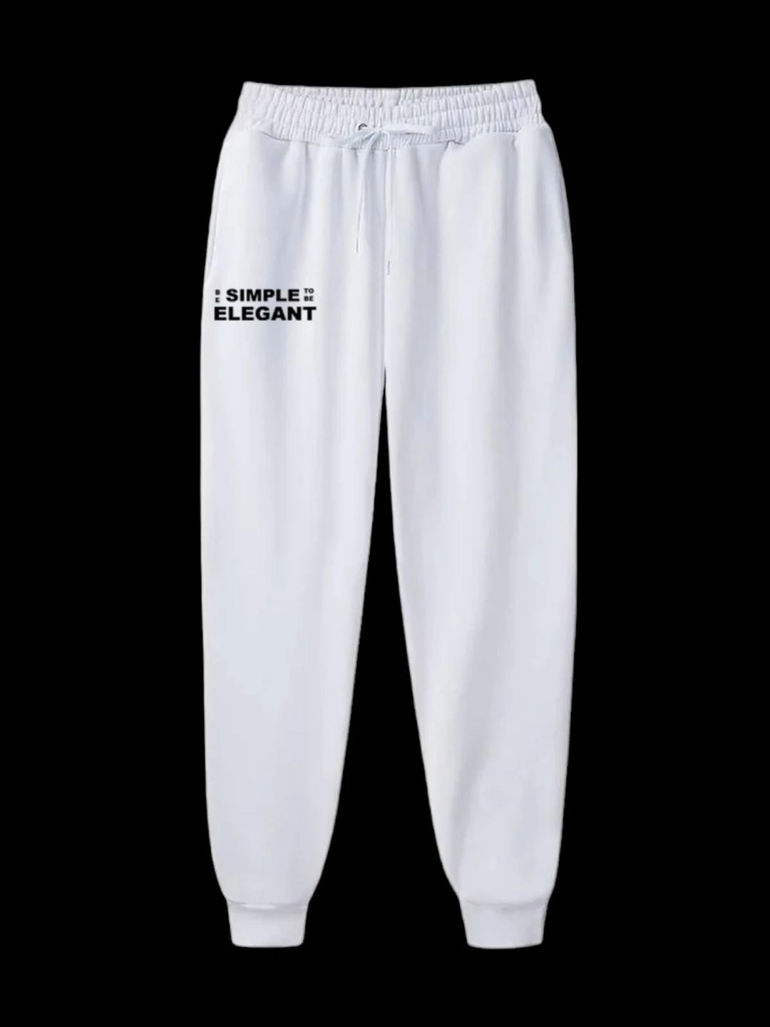 ST ,Be Simple To Be Elegant Sport Casual SweatPants -White - 1