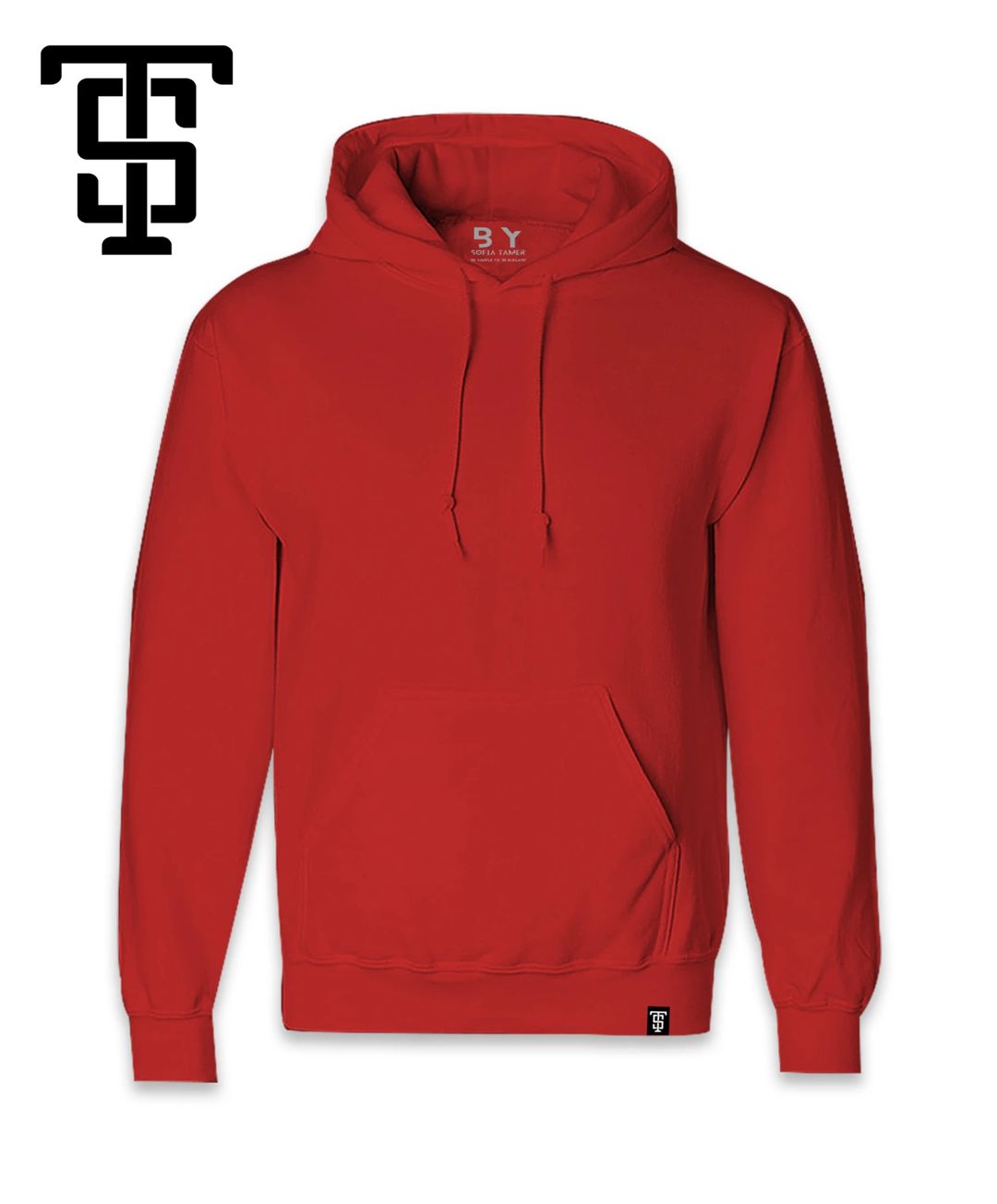 Vintage Plain ST Hoodie , Deep Red - 1