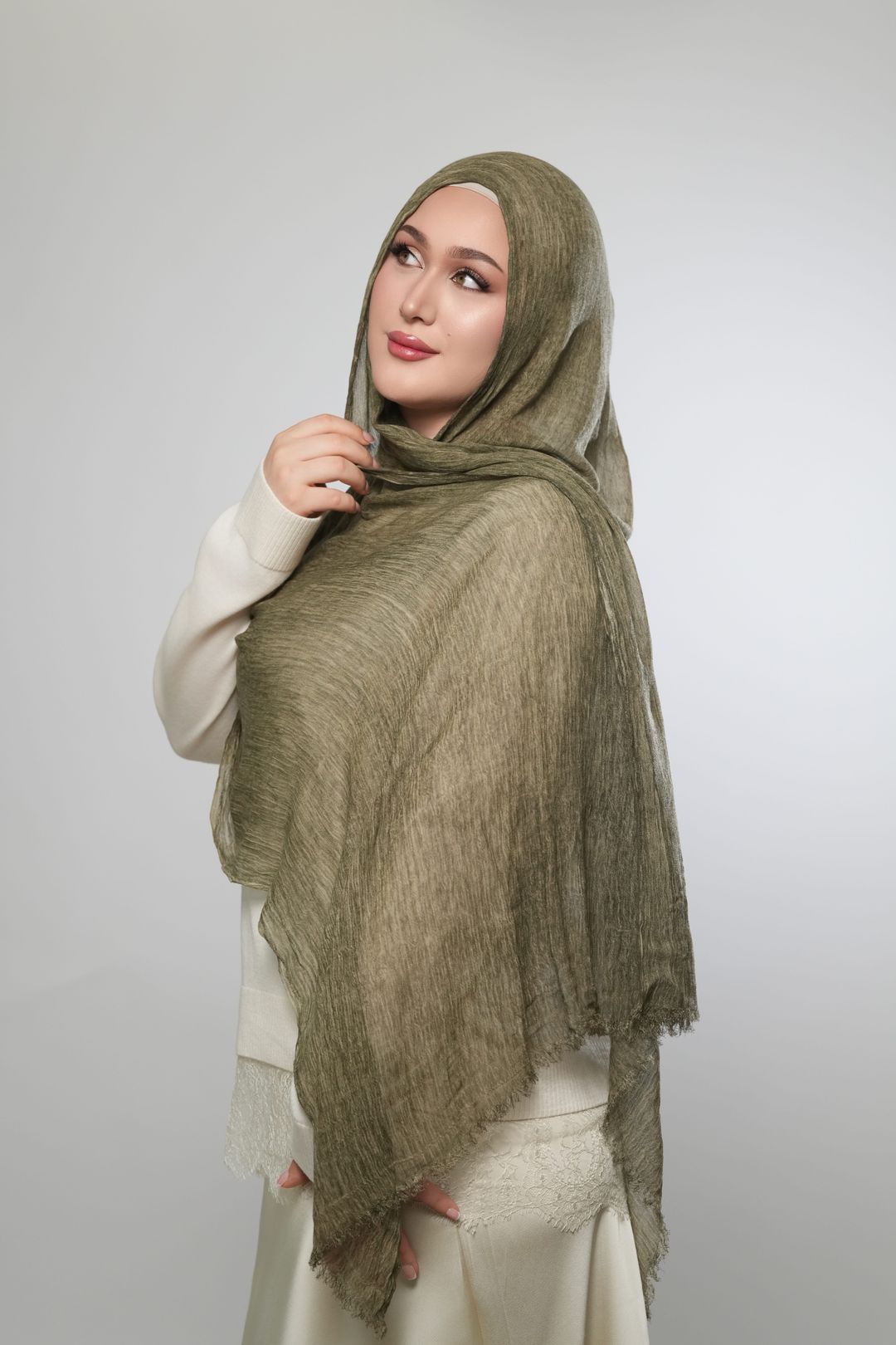 Modal Crinkle-Olive Khaki - 1