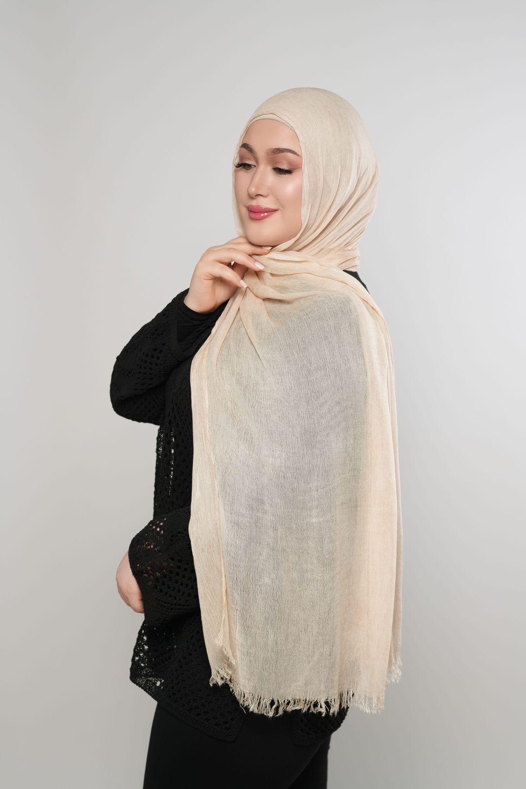 Modal Crinkle-Vanilla Cream - 1