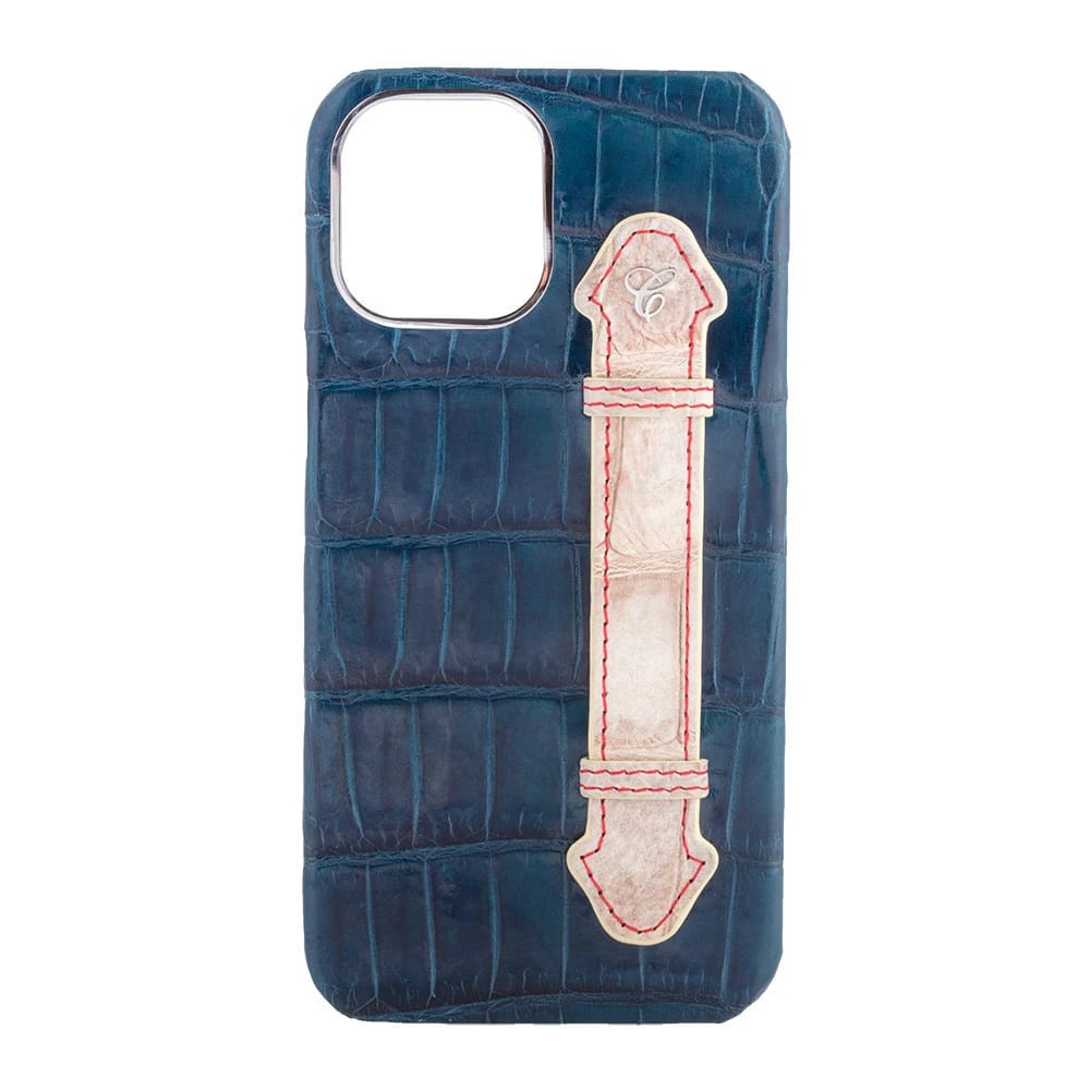Navy Blue Croc Himalayan Side Finger case for 12 Pro Max - 4