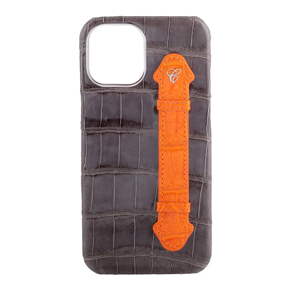 Grey Croc Orange Side Finger case for 12 Pro - 4