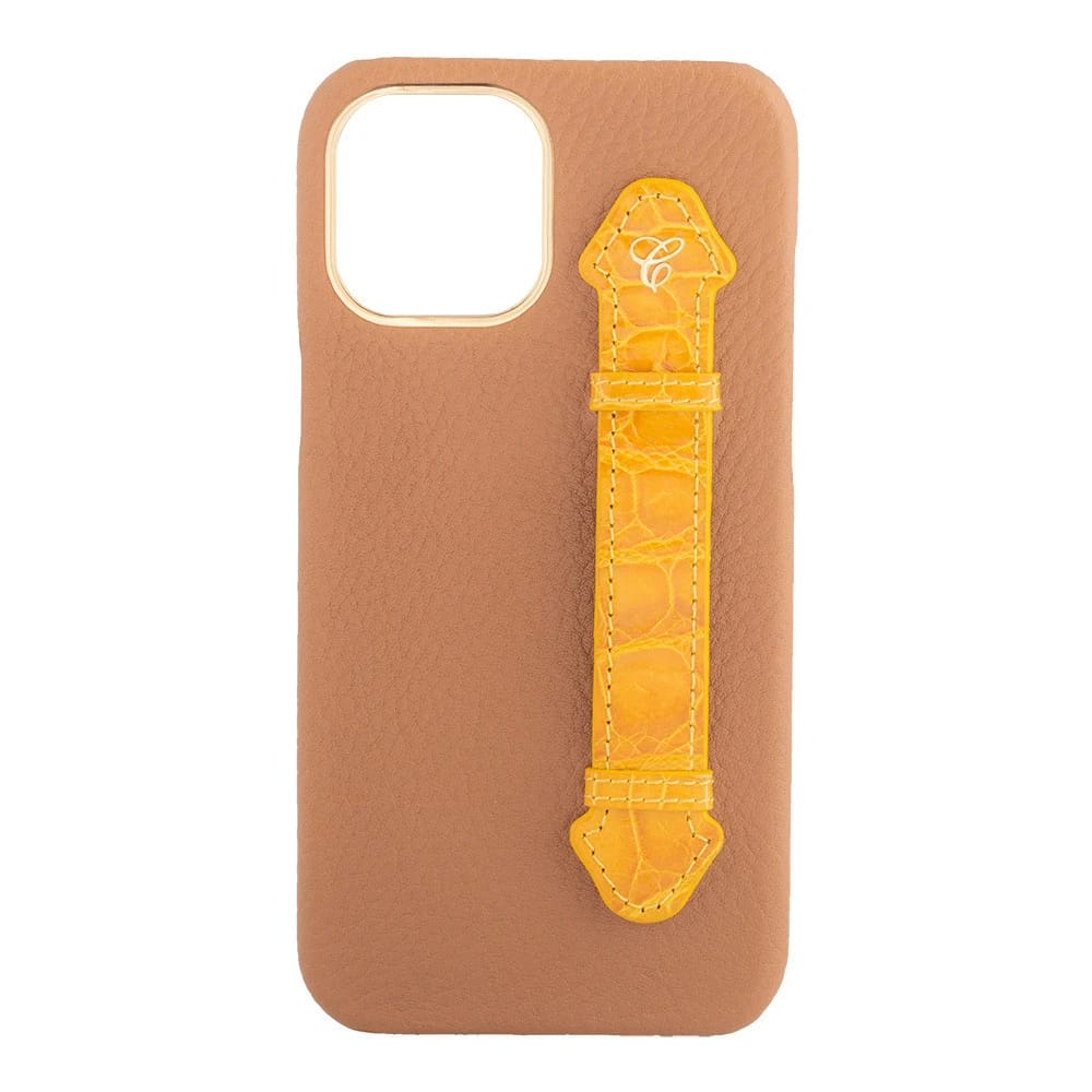 Brown Togo/ Yellow Croc Side Finger case for 12 Pro - 4